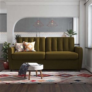 Dorel Novogratz Brittany Sleeper Sofa with Memory Foam Mattress - Queen - Green