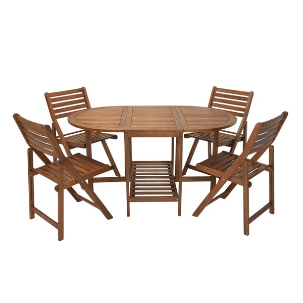 Cosco Outdoor Dining 5-Piece Set with Chair Storage - Brown