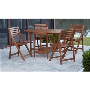 Cosco Outdoor Dining 5-Piece Set with Chair Storage - Brown