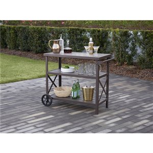 Chariot de service Intellifit Outdoor Living de COSCO, 3 tablettes, 33,66 po, aluminium, marron foncé