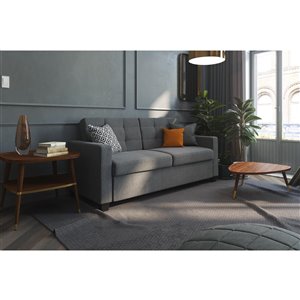 Dorel Signature Devon Linen Sleeper Sofa with Memory Foam Mattress - Queen - Gray