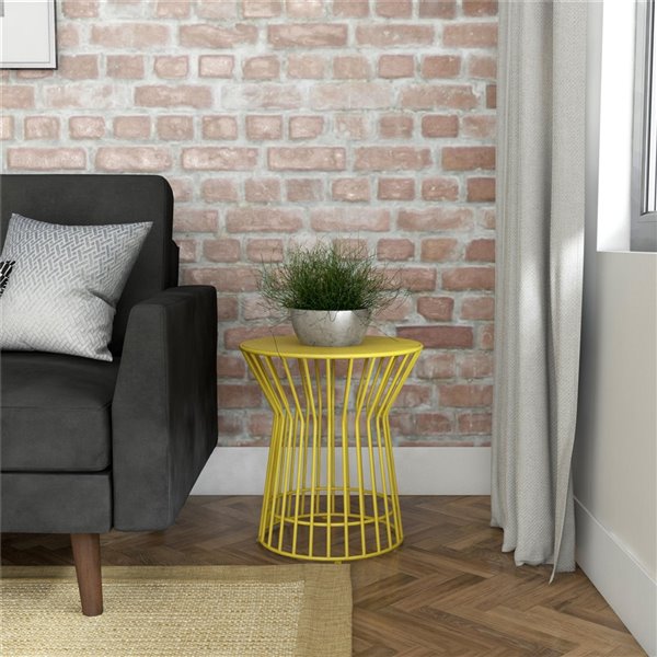 Novogratz Poolside Gossip Collection Roberta Side Table - 20.08-in x 20.08-in - Yellow