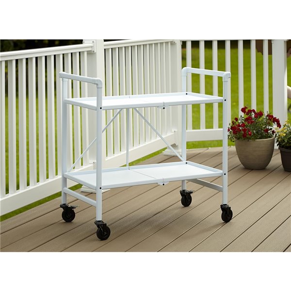 COSCO Intellifit Outdoor Living Outdoor/Indoor Folding Cart - 2-Shelf - 33.47-in - Aluminum - White