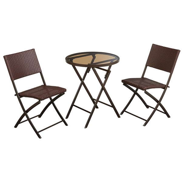 Cosco Outdoor Living 3Piece Intellifit Dining Bistro Set Dark Brown