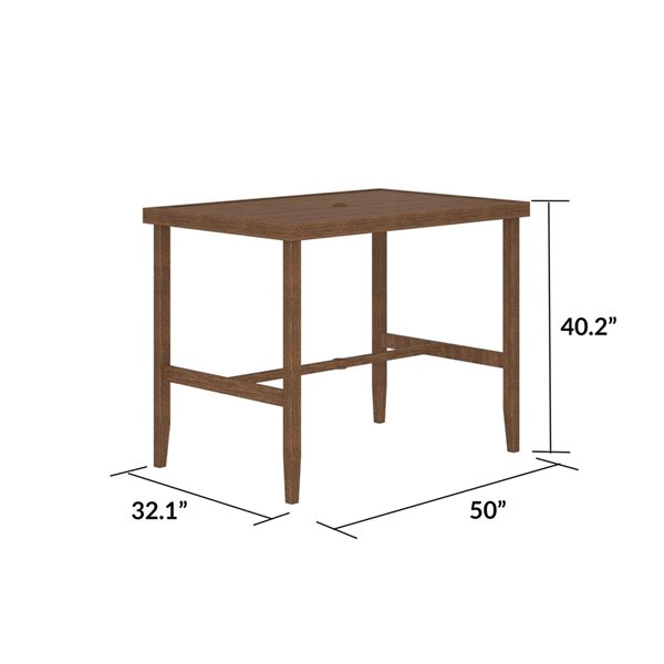 Table bar de patio Cosco Outdoor Living, acier, 32,09 po x 50 po, brun