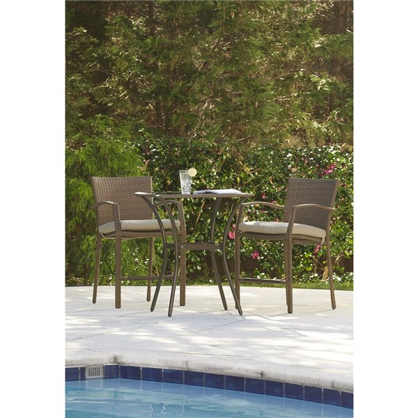 Cosco Outdoor Living Bistro Lakewood Ranch Furniture 3-Piece Set - Brown