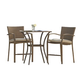 Cosco Outdoor Living Bistro Lakewood Ranch Furniture 3-Piece Set - Brown