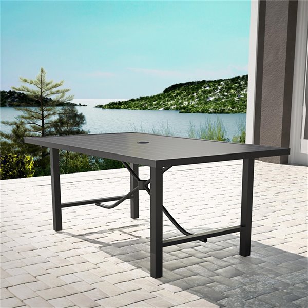 Cosco Outdoor Furniture - Patio Dining Table - Steel - 38.19-in x 60.04-in - Charcoal