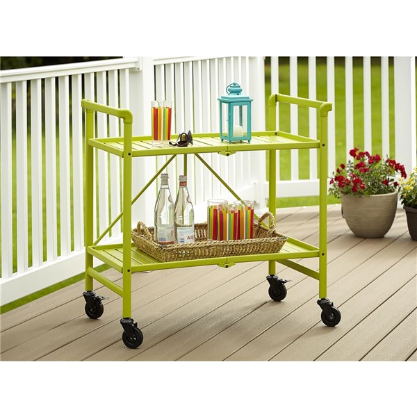 COSCO Intellifit Outdoor Living Outdoor/Indoor Folding Cart - 2-Shelf - 33.47-in - Aluminum - Apple Green