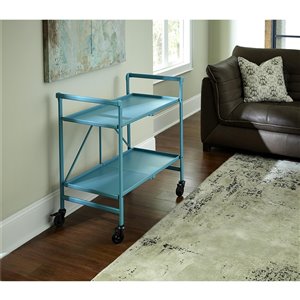 Chariot de service Intellifit Outdoor Living de COSCO, 2 tablettes, 33,47 po, alumium, sarcelle