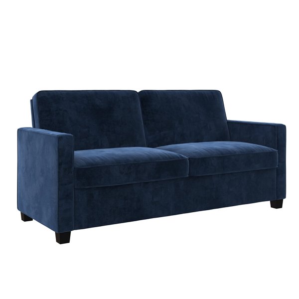 Canapé-lit avec matelas mousse mémoire, grand, bleu