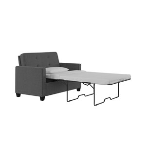 Dorel Signature Devon Linen Sleeper Sofa with Memory Foam Mattress - Twin - Gray