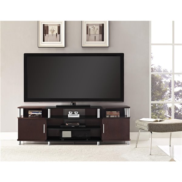 Ameriwood Home Carson TV Stand for TVs up to 70-in - 63-in x 15.35-in x 20.5-in - Cherry