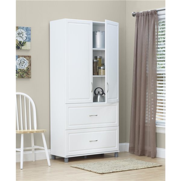System Build Kendall 2-Door/2-Drawer Storage Cabinet - 15.38-in x 35.69-in x 74.31-in - White