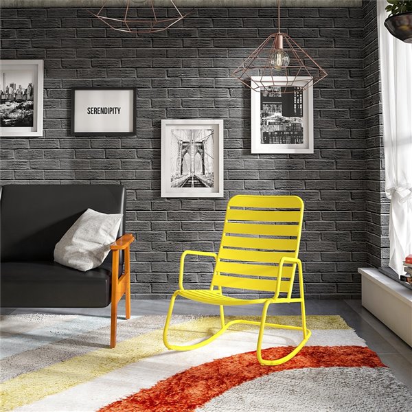Novogratz Poolside Gossip Collection Roberta Rocking Chair Yellow 88065YLW1E RONA