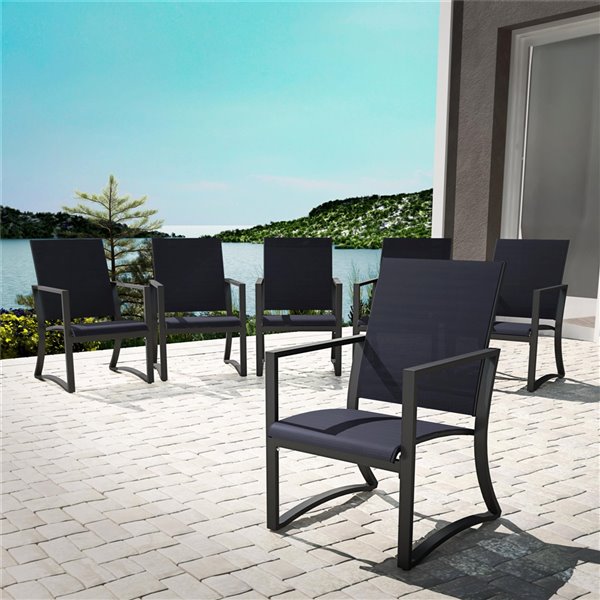 COSCO OUTDOOR LIVING Cosco Outdoor Furniture Patio Dining Chairs Navy 6 Pk 88681NBCE RONA