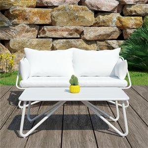 Ensemble de patio avec causeuse et table basse Gossip de Novogratz, blanc