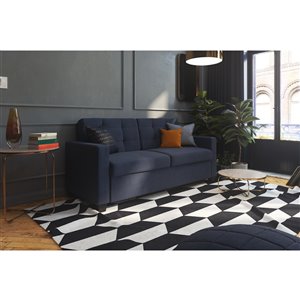 Dorel Signature Devon Linen Sleeper Sofa with Memory Foam Mattress - Queen - Blue