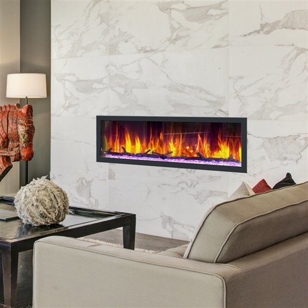 Dynasty Cascade 64-in Black Smart Control Electric Fireplace