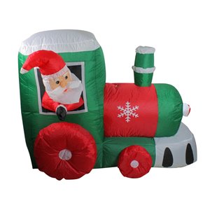 Northlight Inflatable Santa on Locomotive Train Outdoor Christmas Decoration - Lighted - 4.5-ft