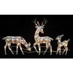 Northlight Glittered Doe Fawn and Reindeer Lighted Outdoor Decoration - Set of 3 - White