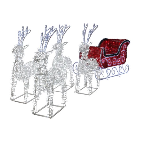 Sleigh Outdoor Decoration, Outdoor Lighted Sleigh And Reindeer