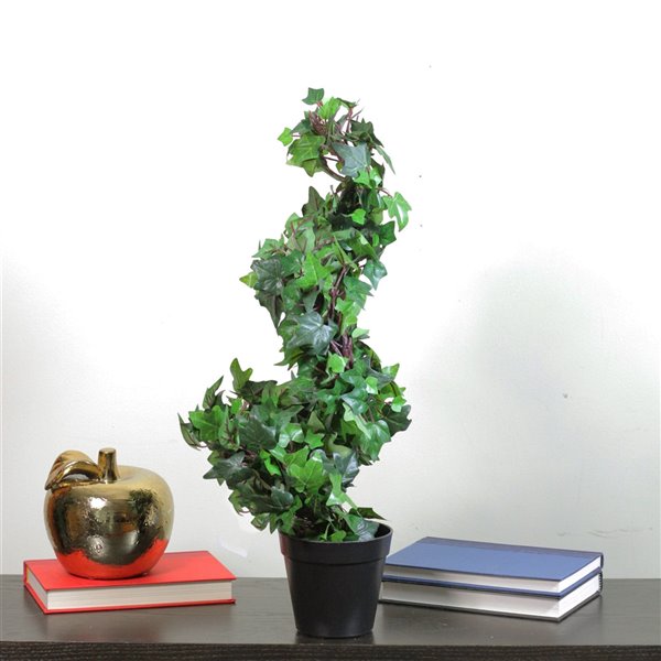 Northlight Potted Ivy Spiral Topiary Artificial Christmas Tree - Unlit - 1.8' - Green and Black