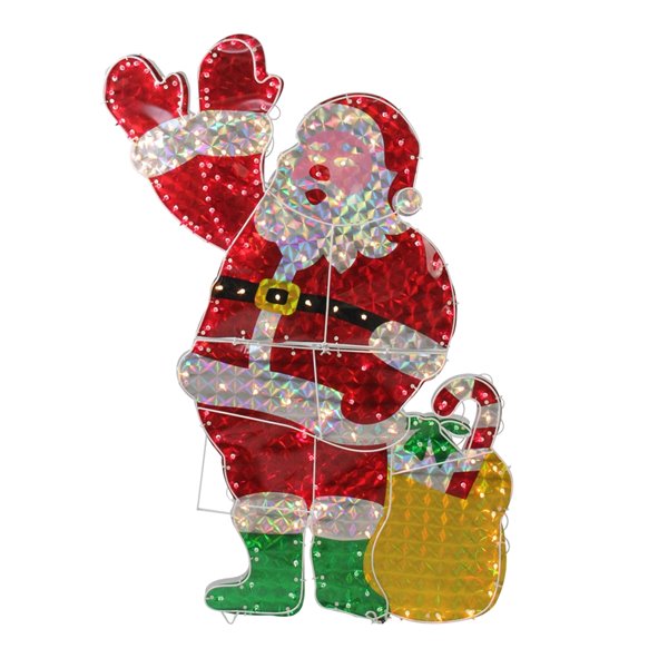 Northlight Holographic Lighted Waving Santa Claus Christmas Yard Art Decoration - 48-in