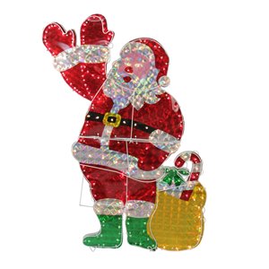 Northlight Holographic Lighted Waving Santa Claus Christmas Yard Art Decoration - 48-in