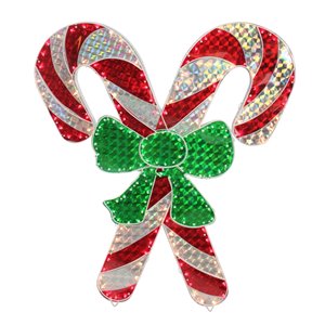 Northlight Lighted Candy Cane Window Silhouette Decoration - 48-in - Red and White