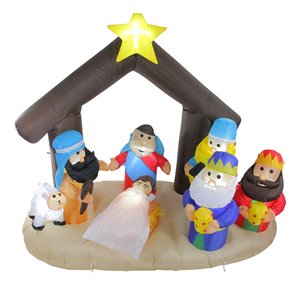 Northlight Inflatable Nativity Scene Christmas Outdoor Decoration - Lighted - 5.5-ft