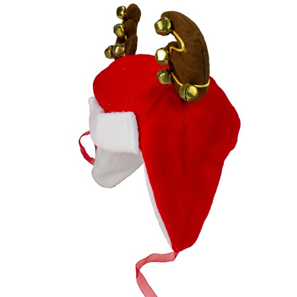Northlight Antlers Unisex Adult Christmas Trapper Hat Costume Accessory - 17-in - Red and White