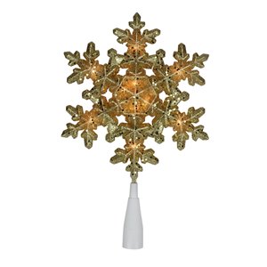 Northlight Lighted Snowflake Christmas Tree Topper - Clear Lights - 9-in - Gold