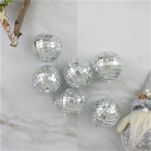 Northlight Silver Splendor Mirrored Glass Disco Ball Christmas Ornaments - 2.75-in - 6-Pcs
