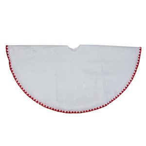 Northlight Shell Stitching Mini Christmas Tree Skirt - 26-in - White and Red