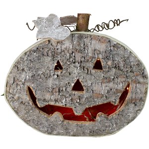 Northlight Halloween Jack-O-Lantern Table Top Decoration - 12-in - LED Battery Operated - Gray
