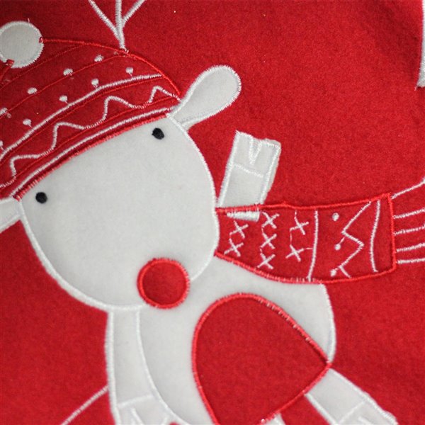 Northlight Winter Reindeer Embroidered Christmas Tree Skirt - 46-in - Red and White