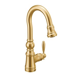 Kraus Oletto One-Handle Pull-Down Kitchen Faucet in Brushed Brass