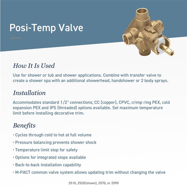 MOEN Weymouth Posi-Temp Valve Trim - Brushed Gold (Valve Sold Separately)