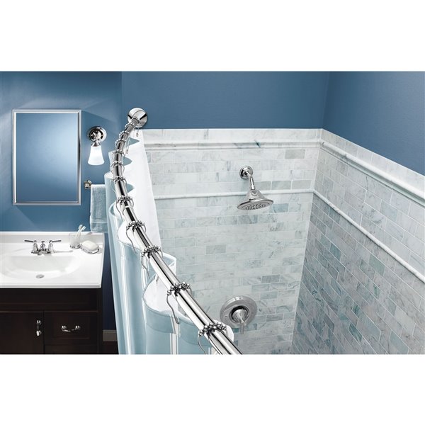 Moen Tension Curved Shower Rod Chrome, Installing Curved Shower Curtain Rod On Tile