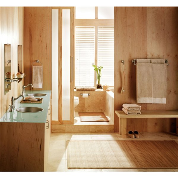 MOEN Retreat Bathroom Double Towel Bar - 24" - Brushed Nickel