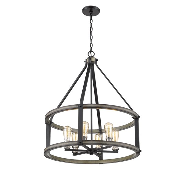 Z-Lite Kirkland 6-Light Pendant in Ashen Barnboard