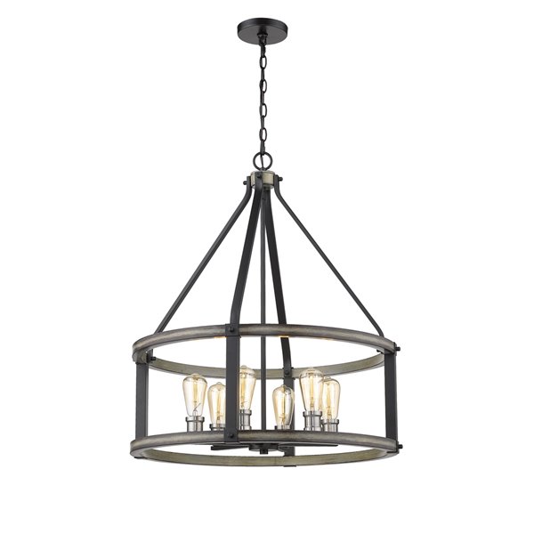 Z-Lite Kirkland 6-Light Pendant in Ashen Barnboard