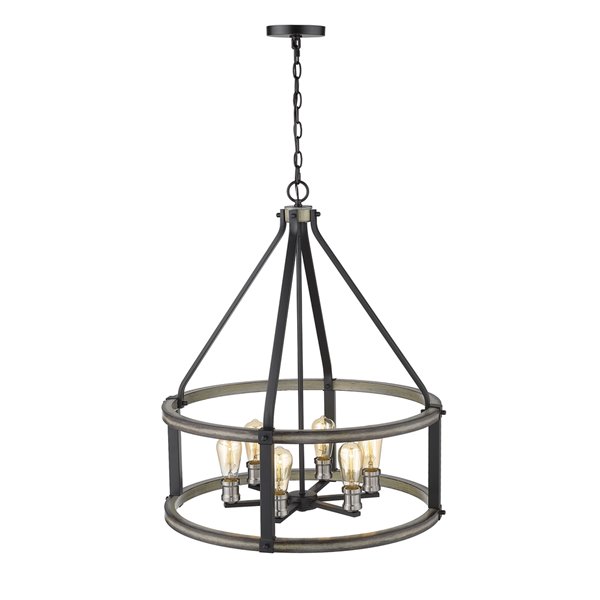 Z-Lite Kirkland 6-Light Pendant in Ashen Barnboard