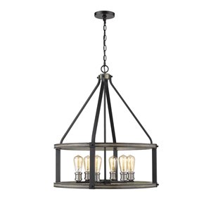 Z-Lite Kirkland 6-Light Pendant in Ashen Barnboard