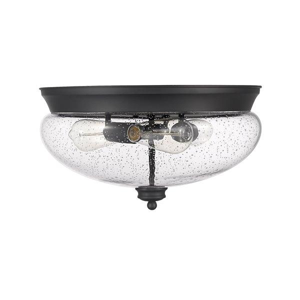 Z-Lite Amon 3-Light Flush Mount in Black Matte Finish - 15-in x 15-in