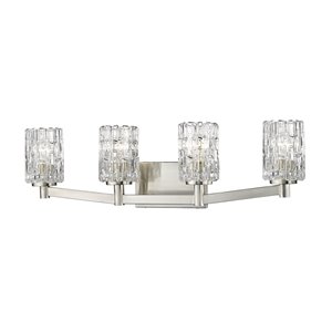 Z-Lite Aubrey 4 Light Vanity and Clear Glass in Brushed Nickel Finish