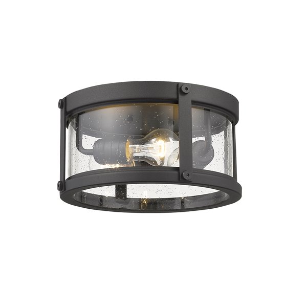 Z-Lite Roundhouse 3-Light Outdoor Flush Mount Ceiling Light - Black Finish