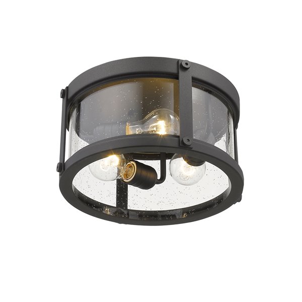 Z-Lite Roundhouse 3-Light Outdoor Flush Mount Ceiling Light - Black Finish