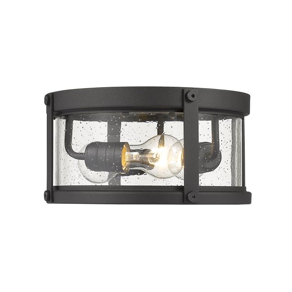 Z-Lite Roundhouse 3-Light Outdoor Flush Mount Ceiling Light - Black Finish